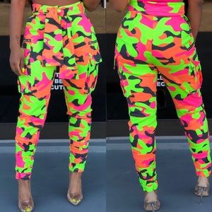 Neon Camo Cargo Pants